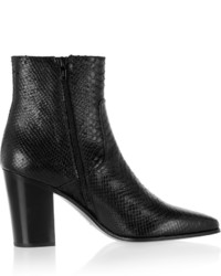 Saint Laurent Snake Effect Leather Ankle Boots