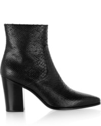 Saint Laurent Snake Effect Leather Ankle Boots