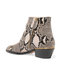 Chloé Susanna Studded Snake Effect Leather Ankle Boots