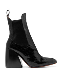 CHLOÉ Cutout Snake-effect Leather Ankle Boot RRP £1095