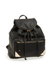 Street Level Faux Leather Backpack Black