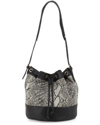 Black Snake Leather Bucket Bag
