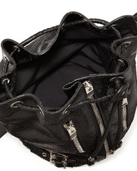 Saint Laurent Rider Medium Python Print Bucket Bag Black