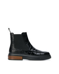 Black Snake Leather Chelsea Boots