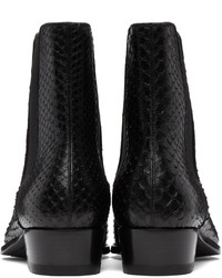 Saint Laurent Black Python Wyatt Chelsea Boots
