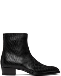 Saint Laurent Black Python Wyatt Zip Chelsea Boots