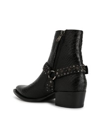 Amiri Studded Snake Effect Ankle Boots