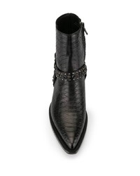 Amiri Studded Snake Effect Ankle Boots