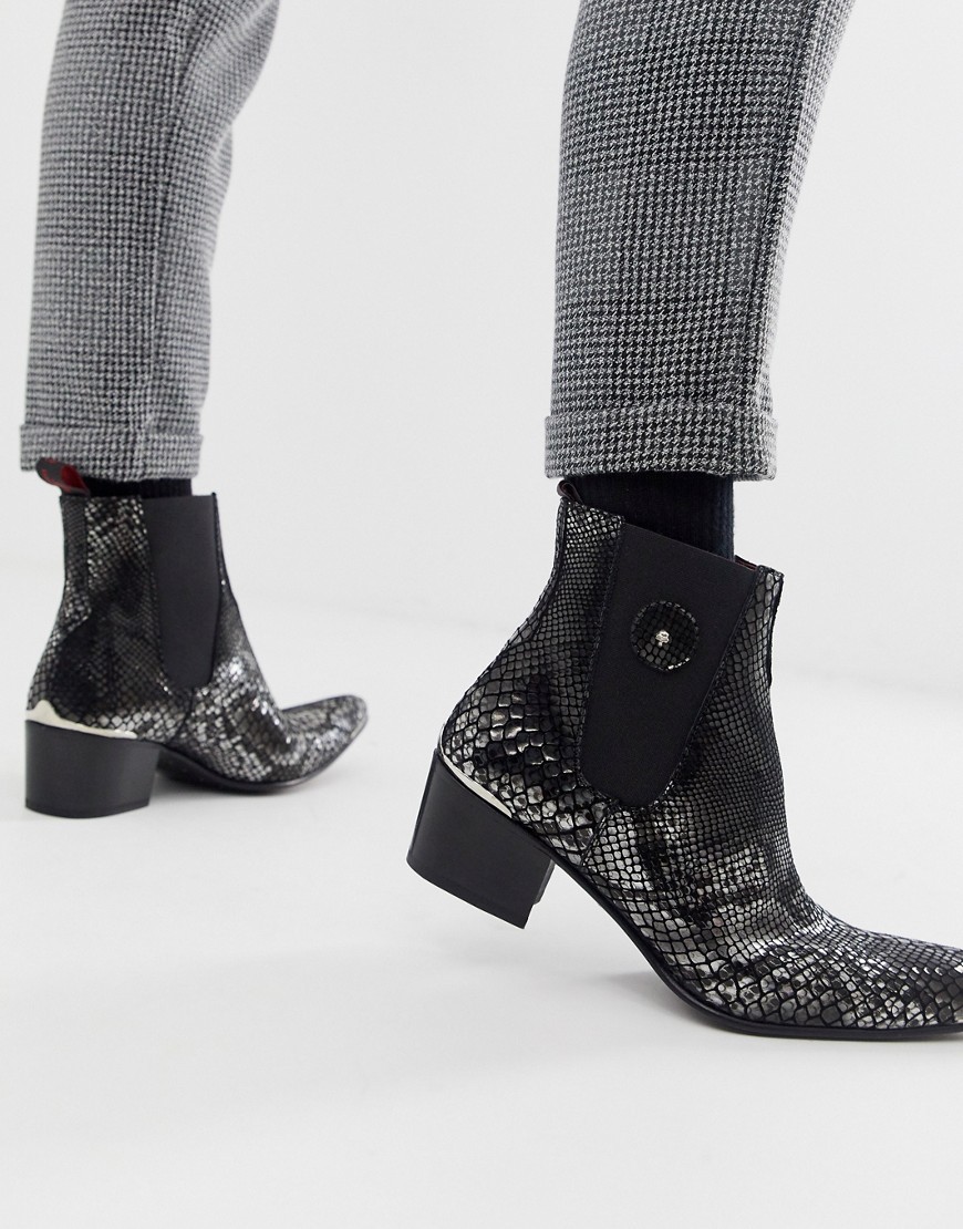 Jeffery West Sylvian Cuban Boots In Black Metallic Snake, $170 | Asos ...
