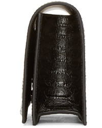 Saint Laurent Black Snake Embossed Leather Clutch