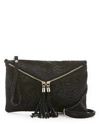 Black Snake Embossed Leather Clutch