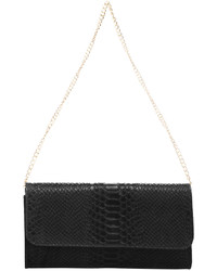 Black Snake Embossed Leather Clutch