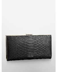 Calvin Klein Clea Python Embossed Leather Framed Continental Clutch