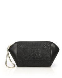 Alexander Wang Chastity Large Crocodile Embossed Leather Clutch