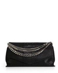 Milly Collins Python Embossed Chain Clutch