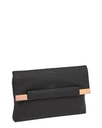 French Connection Runaway Clutch Black Snake