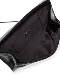 Badgley Mischka Miley Embossed Leather Evening Clutch Bag Black