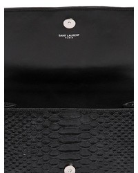 Saint Laurent Monogram Python Embossed Leather Clutch