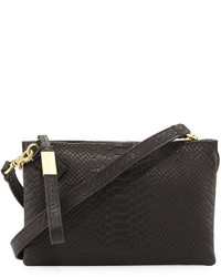 Foley + Corinna Cache Day Snake Embossed Leather Crossbody Bag Black