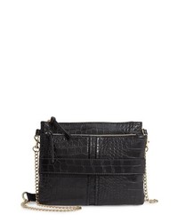 Leith Croc Embossed Double Pouch Crossbody Bag