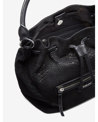 DKNY Snake Print Leather Bucket Bag