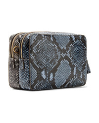 Anya Hindmarch Double Zip Tasseled Python Effect Leather Shoulder Bag