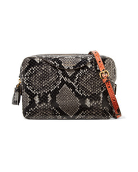 Anya Hindmarch Double Zip Tasseled Python Effect Leather Shoulder Bag