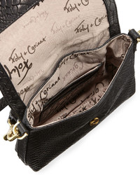 Foley + Corinna Gigi Snake Embossed Leather Flap Crossbody Bag Black
