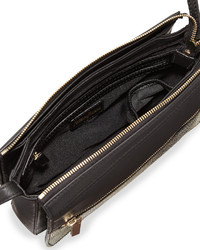 Neiman Marcus Snake Embossed Leather Crossbody Bag Black