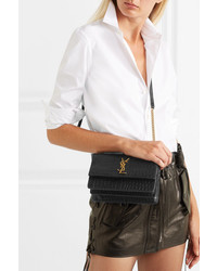 Saint Laurent Sunset Croc Effect Leather Shoulder Bag