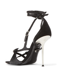 Alexander Wang Kiely Snake Effect Leather And Suede Sandals