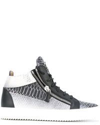 Black Snake Leather High Top Sneakers