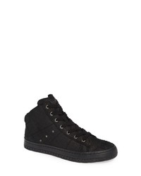 Black Snake Leather High Top Sneakers