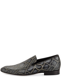 Donald J Pliner Pazano Python Embossed Leather Formal Loafer Black