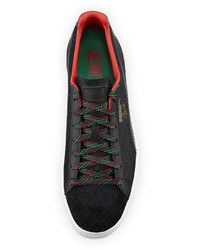 Puma Clyde Gcc Snakeskin Embossed Leather Low Top Sneaker Black