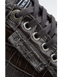 Giorgio Armani Leather Sneakers With Croc Print