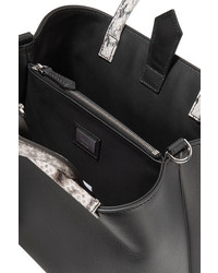 Fendi 2jours Python Trimmed Textured Leather Shopper Black
