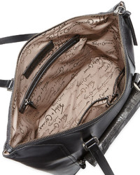 Foley + Corinna Gemini Snake Embossed Leather Tote Bag Blackcombo