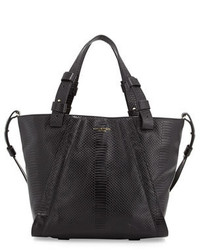 Halston Heritage Liza Python Embossed Leather Tote Bag Black