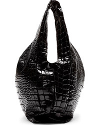 Maison Martin Margiela Mm6 Black Croc Embossed Tote Bag