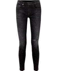 R13 Alison Distressed Snake Print Low Rise Skinny Jeans