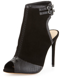 Black Snake Suede Ankle Boots