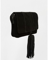 Asos Suede Cross Body Bag With Snake Strap