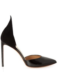 Francesco Russo Point Toe Snakeskin And Suede Pumps
