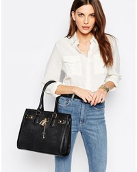 Aldo Faux Snake Tote Bag With Lock Detail