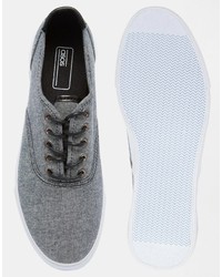 Asos Sneakers In Black Chambray With Black Trims