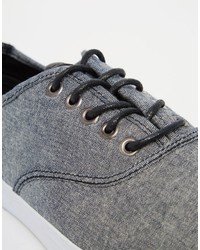 Asos Sneakers In Black Chambray With Black Trims