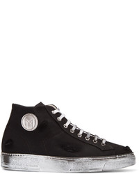 MSGM Black Worn Out Retro Mid Top Sneakers