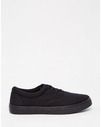 Asos Brand Lace Up Sneakers In Black