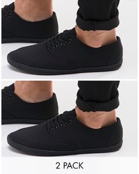 Asos Brand Sneakers 2 Pack In Black Save 20%